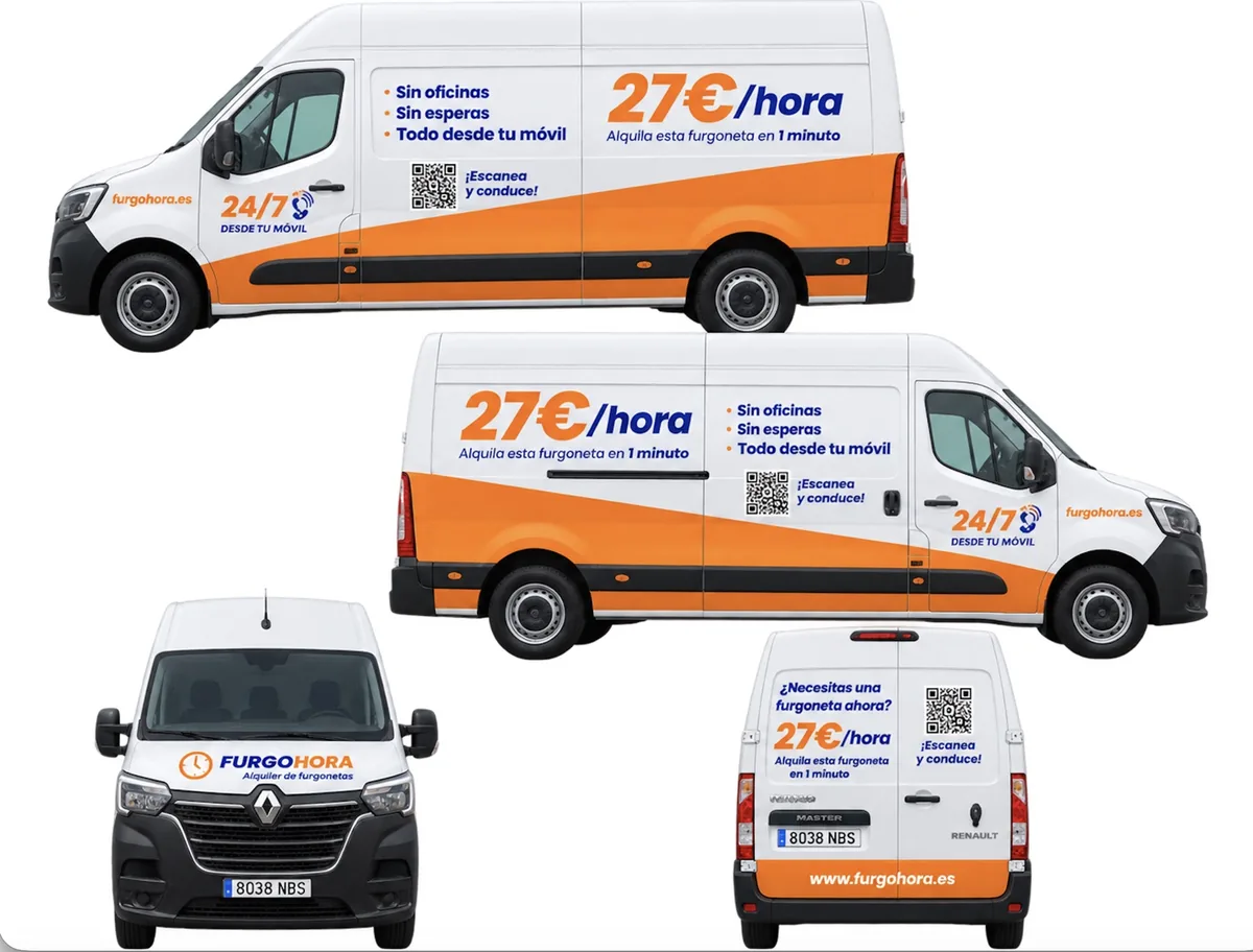 Renault Master L2H3 FurgoHora, composición con las vistas frontal, laterales y trasera